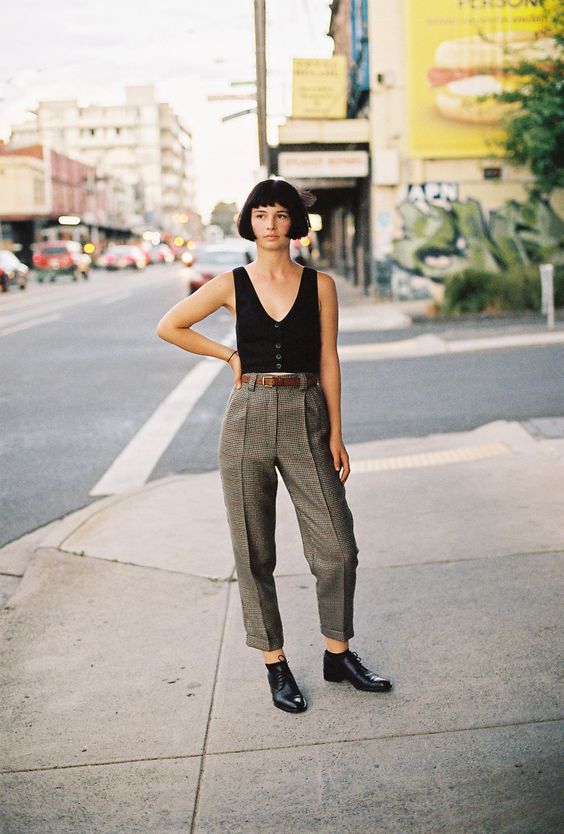 Alice Taupe Check Ciggie Pants — caves collect