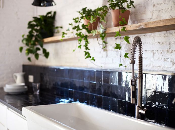 Brick Walls and Wooden Roof Structures Give Character to Barcelona Apartment #kitchen #furniture #decor #interior
