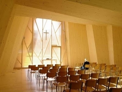 Atelier A+D: Chapelle de St-Loup #plate #interiors #wood #architecture #folded