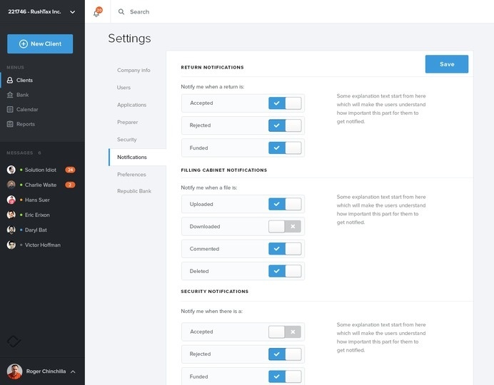 Rushtax-notification #dashboard