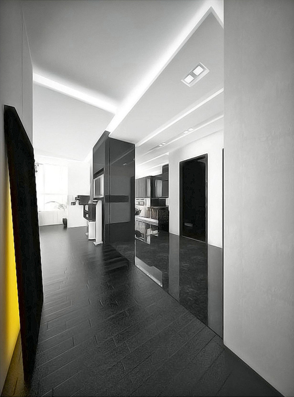 Apartment on Behance #apartment #interior #blackwhite