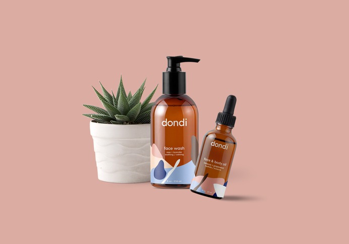 Dondi - Mindsparkle Mag Dondi's playful and relaxing abstract design created by Merril Cledera was inspired by natural settings; the cool color palette, derived from the beach and ocean, is representative of the organic ingredients. #logo #packaging #identity #branding #design #color #photography #graphic #design #gallery #blog #project #mindsparkle #mag #beautiful #portfolio #designer