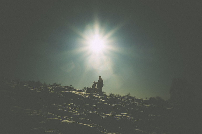 Man with dog.