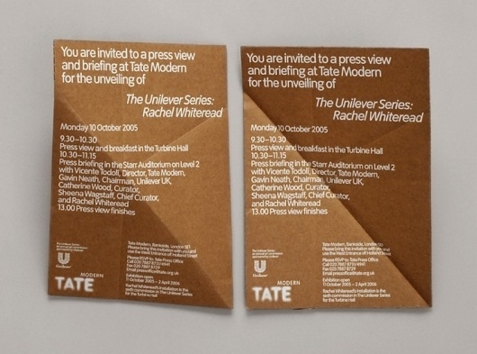Rachel Whiteread: Embankment invitation | Cartlidge Levene #print #design #typography