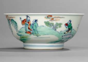 Kaiserliche 'Doucai'-porcelain bowl with scholar and servant representation #Sets #Teasets #Porcelainsets #Antiqueplates #Plates #Wallplates #Figures #Porcelainfigurines #porcelain
