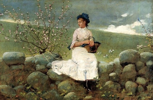 Artist Winslow Homer with his painting "Peach Blossoms" #oil #painting #paintings