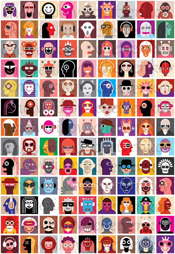 Collage of people portraits #woman #collection #multiple #people #portrait #man #face #collage #avatar