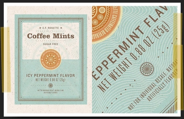 elektreaux #hierarchy #packaging #orange #seal #mints #blue #package #typography