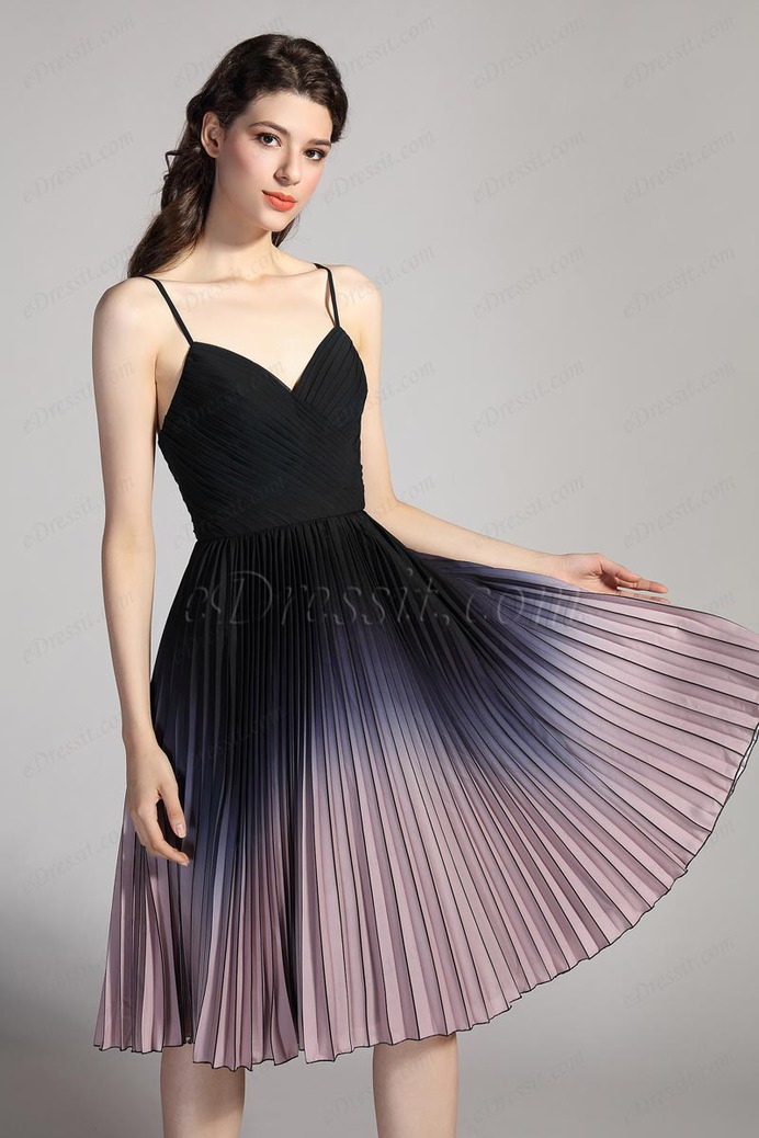 eDressit Spaghetti Straps Gradient colour Pleated Cocktail Dress (04201456)