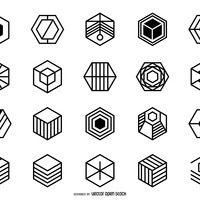 Hexagonal logo set