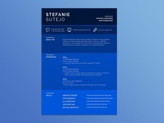 Free Blue Infographic Resume Template for Job Seeker