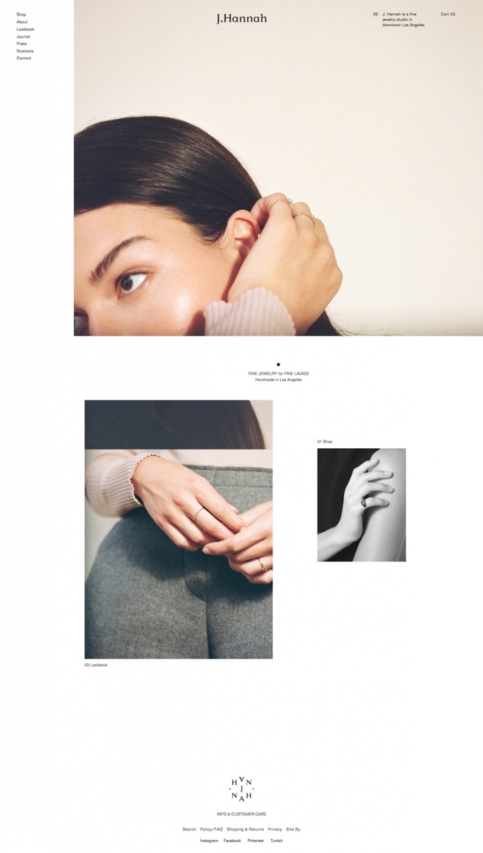J. Hannah fine jewelry los angeles LA beautiful website webdesign deluxe luxury minimal cool nice fashion beauty best modern html css site o