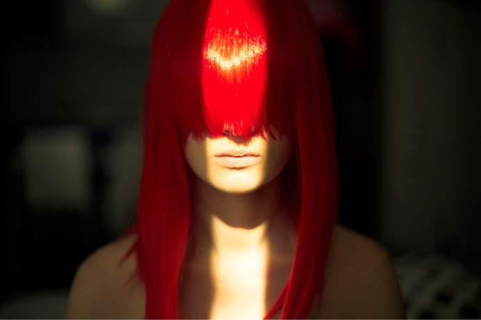 flickr | yo_vo #photography #emotion #mood #light #red #hair #woman #portrait #beauty #darkness #mystery #fringe #lighting #atmosphere