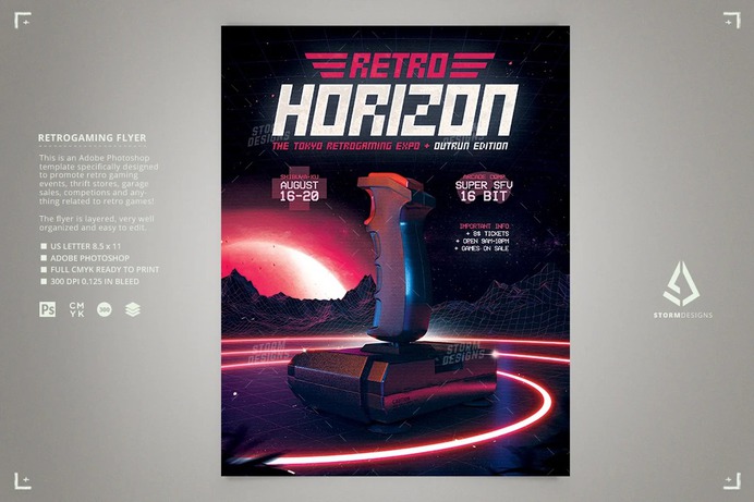 Game Night Flyer Retro Joystick Poster
