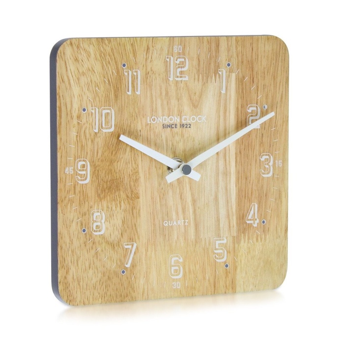 London Clock Company 'Flux' Solid Wood Mantle/ Table Clock, 18cm x 18cm