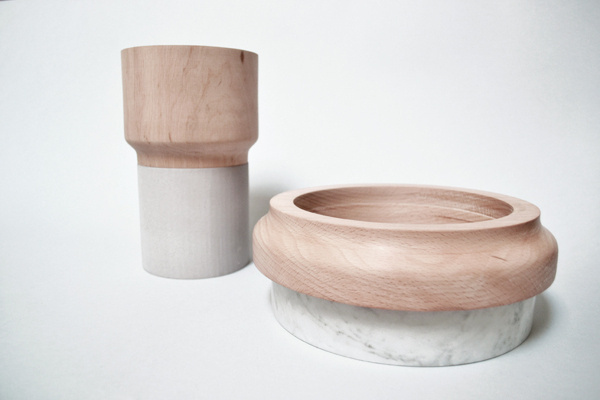 Inspired by a stacking game for kids, Varia is a modular tableware set that can be arranged as desired by the owner. All the pieces are digi #white #vase #photo #tableware #design #bowl #bottari #wood #product #varia #marble #object #plastic #good #grey