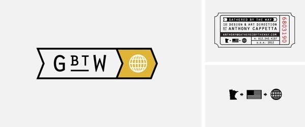 Gathered By The Way - Anthony Cappetta #globe #branding #industrial #identity #roll #logo #personal #ticket