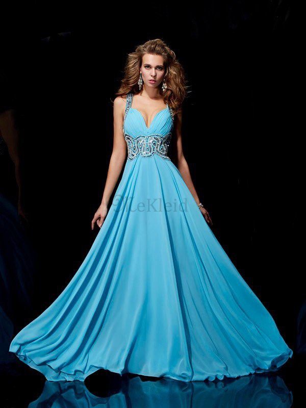 Prinzessin Empire Taille Chiffon Breiter Träger Anständiges Abendkleid
