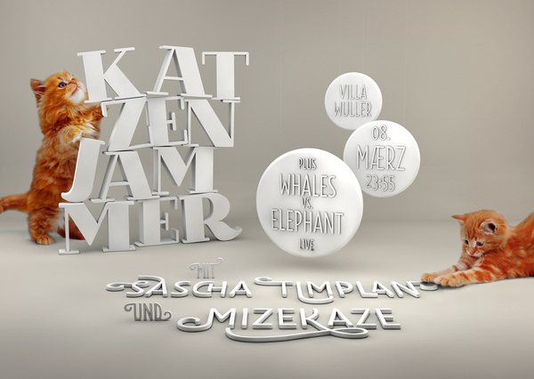 V5_kl #white #flyer #katzenjammer #cat #clean #dj #illustration #cats #music #3d #room #party