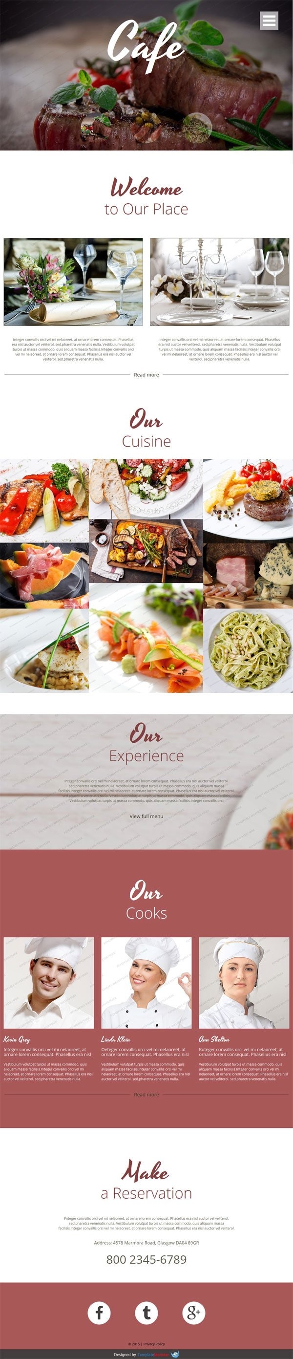 Free Responsive Cafe HTML5 Template