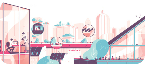 illustration for the french company "Gecina" #urban #vector #diagram #tom #illustration #haugomat #work