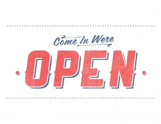 open_white_small.jpg (JPEG Image, 1500 × 1159 pixels) #sign #self #design #graphic #promotion #open #typography