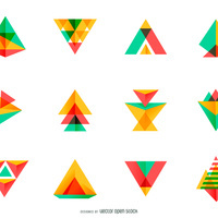 Bright triangle logo set