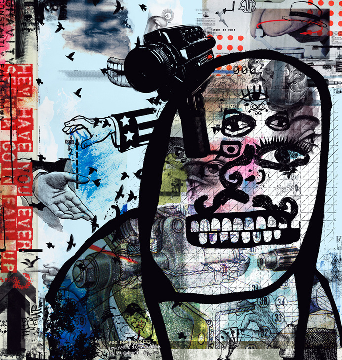 The Fisher Eye to the Power of 10 - Peter Bell #abstract #camera #peter #crazy #art #wisconsin #man #artist #collage #bell