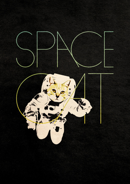 Space Cat Art Print #art #illustration #cat #space