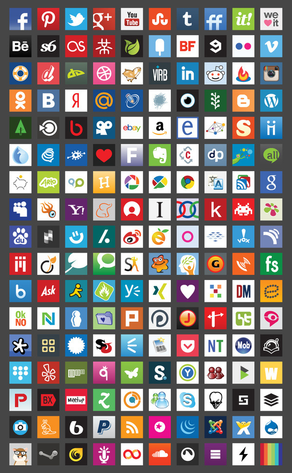 Basic Square Gradient Color Icons Set #graphic #icons #art