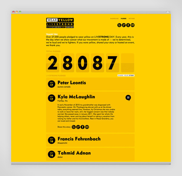 LIVESTRONG Day Work Instrument #interactive #web #design #instrument