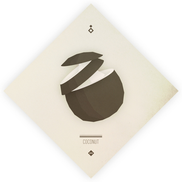 Digital Fruits - Coconut #vector #print #fruit #digital #illustration #coconut #poster #paper