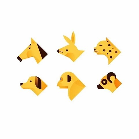 Romualdo Faura. rfauraSpots para Geeksme #animals #illustration #spots #icons #romualdofaura #horse #rabit #leopard #dog #chimpanzee #lemur