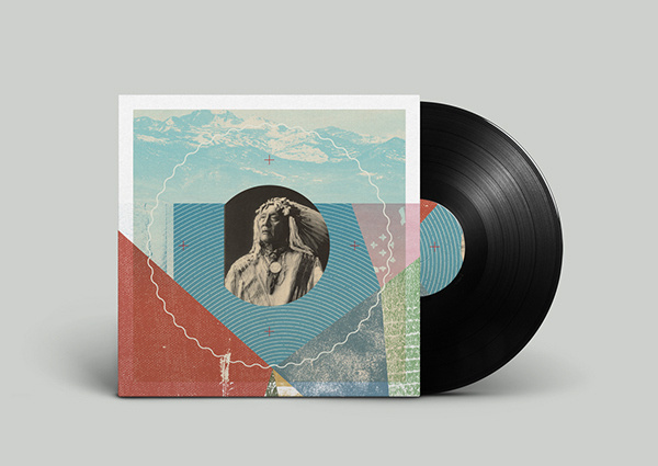 Off Record on Behance #montage #american #noa #geometric #record #vinyl #illustration #indian #stain #native #music #joy #collage #mountains #emberson