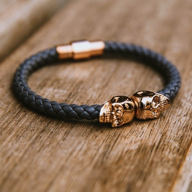 Twin Skull Leather Bracelet by North Skull #tech #flow #gadget #gift #ideas #cool