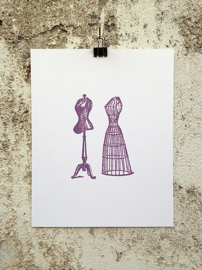 Mannequins - 8 x 10 Mini Poster #shopping #model #clothing #clothes #kitsch #retro #mannequin #shabby #illustration #chic #vintage #etching #retail #fashion