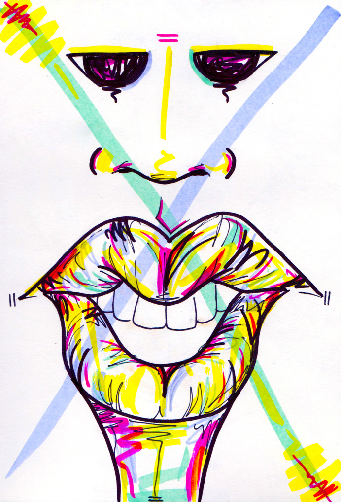 #18 / overwhelmed / 050414 by Chiamaka Ojechi #illustration #pastel #lips #markers #minimal