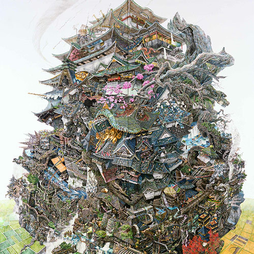 Artist Manabu Ikeda #city #illustration #drawing #surreal