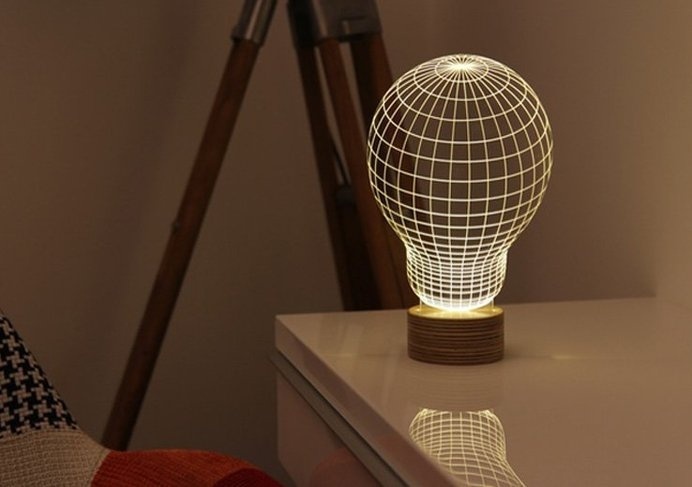 This beautiful illusion lamp creates glowing 3D images on a thin, acrylic sheet. The warm light and the unusual design brings visual interes #modern #design #product #industrial #technology