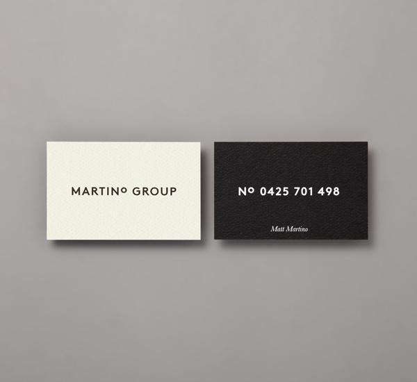 Logo and duplex business card for Australian property developer Martino Group designed by Hi Ho #business card #black #stationary