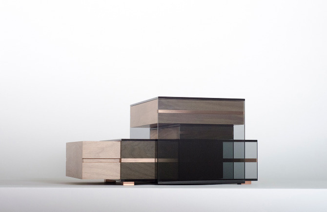 De Intuïtiefabriek #walnut #copper #display #design #glass #product