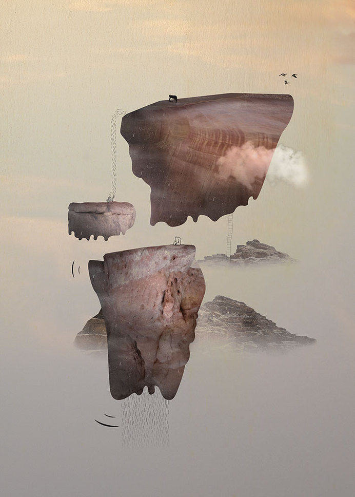 Islands by Tom Reznikov #islands #print #floating #nature #poster #art #collage #mountains