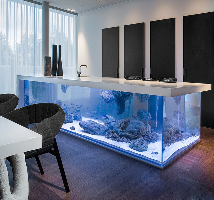 Ocean Kitchen with beautiful large aquarium for a base