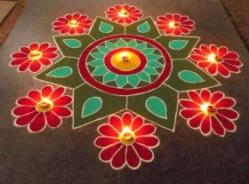Diya Rangoli Diwali Rangoli Designs With Flowers