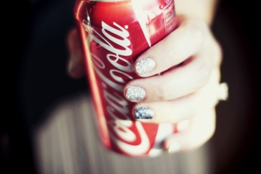 The cherry blossom girl #coke #glitter #silver #coca #nailpolish #cola