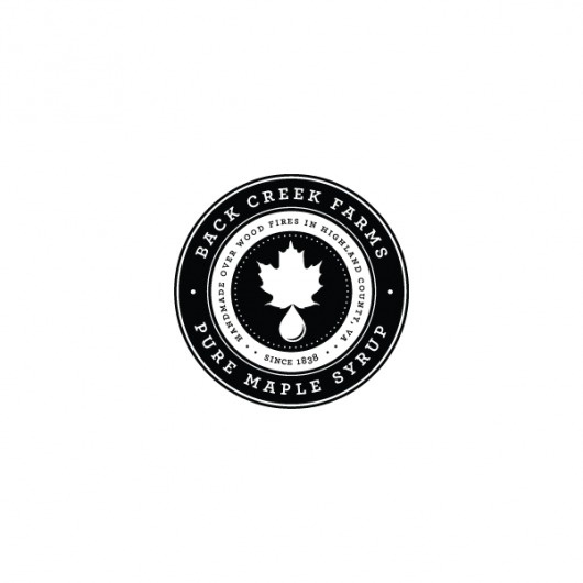 Back Creek Farms on Branding Served #branding #syrup #black #label #maple #logo #creek #typography