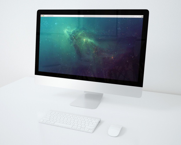 Computer on white desktop mock up Free Psd. See more inspiration related to Mockup, Computer, Template, Office, Work, Web, Website, White, Mock up, Templates, Website template, Desktop, Screen, Mockups, Up, Computer screen, Web template, Realistic, Real, Web templates, Mock ups, Mock and Ups on Freepik.