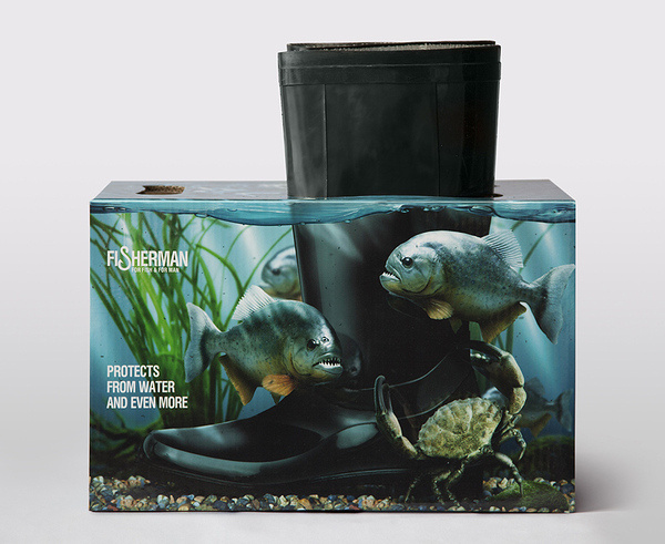 Fisherman boots #packaging #design #fish #boots #river