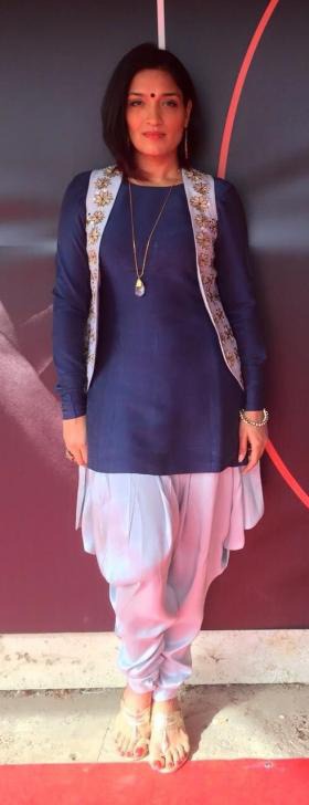 Sandhya Mridul in Patiala Suit in Dhoti Style