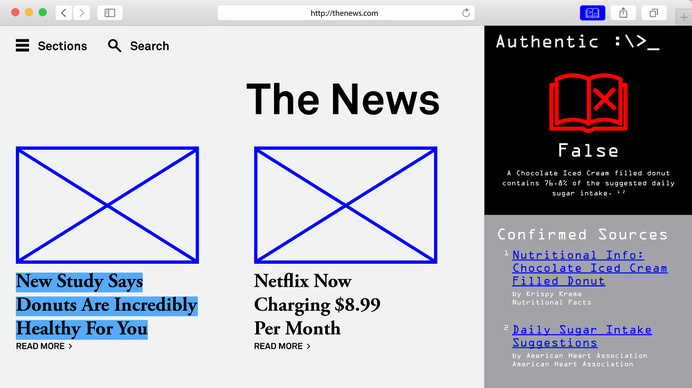 Authentic – A fact checking web browser plugin. #concept #web #ui #ux